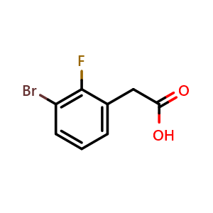 Chemical structure of 3-Bromo-2-fluorophenylacetic acid , CAS 1375964-39-8, AChemBlock T100814