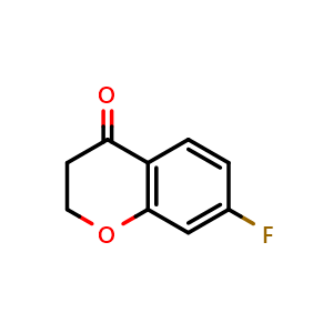Chemical structure of 7-fluorochroman-4-one , CAS 113209-68-0, AChemBlock T100826