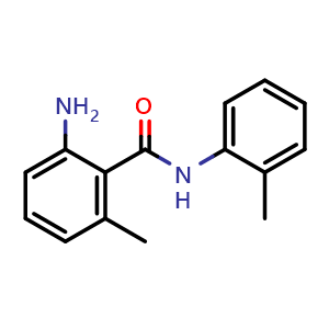 Chemical structure of 2-amino-6-methyl-N-(o-tolyl)benzamide , CAS 371244-06-3, AChemBlock T100832