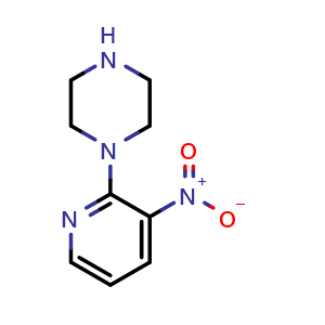 Chemical structure of 1-(3-Nitorpyridin-2-yl)piperazine , CAS 87394-48-7, AChemBlock T100838