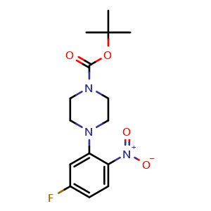 Chemical structure of tert-butyl 4-(5-fluoro-2-nitrophenyl)piperazine-1-carboxylate , CAS 475279-74-4, AChemBlock T100890