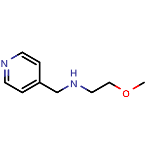Chemical structure of (2-methoxyethyl)[(pyridin-4-yl)methyl]amine , CAS 892566-41-5, AChemBlock T100911