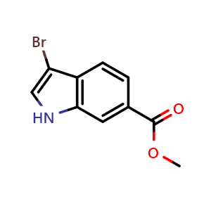 Chemical structure of methyl 3-bromo-1H-indole-6-carboxylate , CAS 860457-92-7, AChemBlock T100918