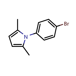 Chemical structure of 1-(4-Bromophenyl)-2,5-dimethylpyrrole , CAS 5044-24-6, AChemBlock T100941