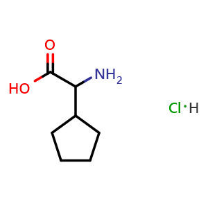 Chemical structure of 2-amino-2-cyclopentylacetic acid hydrochloride , CAS 503619-25-8, AChemBlock T100942