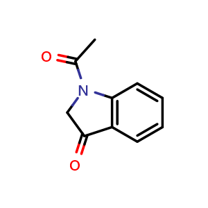 Chemical structure of 1-acetyl-2,3-dihydro-1H-indol-3-one , CAS 16800-68-3, AChemBlock T100966