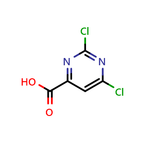 Chemical structure of 2,6-dichloropyrimidine-4-carboxylic acid , CAS 16492-28-7, AChemBlock T100967