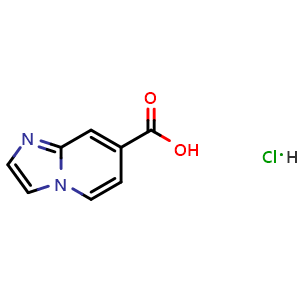 Chemical structure of imidazo[1,2-a]pyridine-7-carboxylic acid hydrochloride , CAS 1423031-35-9, AChemBlock T100971