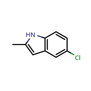 Chemical structure of 5-chloro-2-methyl-1H-indole , CAS 1075-35-0, AChemBlock T100977