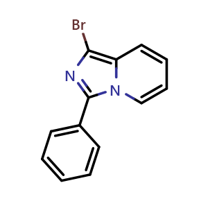 Chemical structure of 1-Bromo-3-phenylimidazo[1,5-a]pyridine , CAS 104202-15-5, AChemBlock T100982