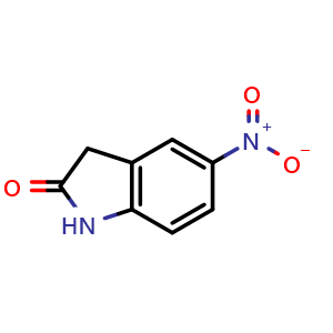 Chemical structure of 5-nitro-2,3-dihydro-1H-indol-2-one , CAS 20870-79-5, AChemBlock T101002