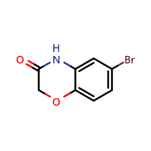 Chemical structure of 6-bromo-3,4-dihydro-2H-1,4-benzoxazin-3-one , CAS 24036-52-0, AChemBlock T101008