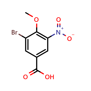 Chemical structure of 3-Bromo-4-Methoxy-5-nitrobenzoic acid , CAS 954815-08-8, AChemBlock T101016
