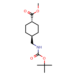 Chemical structure of methyl trans-4-({[(tert-butoxy)carbonyl]amino}methyl)cyclohexane-1-carboxylate , CAS 222986-86-9, AChemBlock T101032