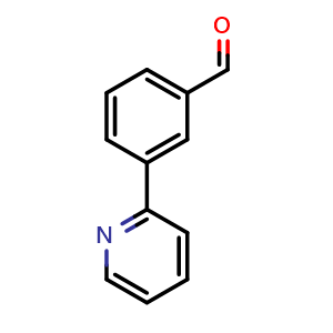 Chemical structure of 3-(Pyridin-2-yl)benzaldehyde , CAS 85553-53-3, AChemBlock T101041
