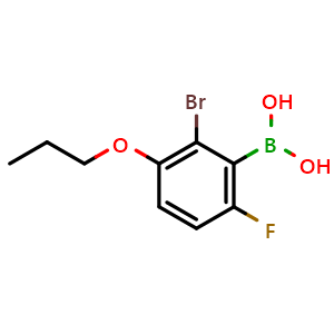 Chemical structure of 2-Bromo-6-fluoro-3-proproxyphenylboronic acid , CAS 849052-20-6, AChemBlock T101042