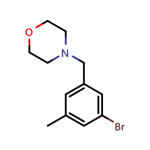 Chemical structure of 4-(3-Bromo-5-methylbenzyl)morpholine , CAS 1704073-29-9, AChemBlock T101043