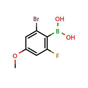 Chemical structure of 2-Bromo-4-methoxy-6-fluorophenylboronic acid , CAS 1315476-03-9, AChemBlock T101045
