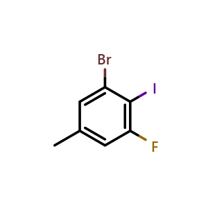 Chemical structure of 3-Bromo-5-fluoro-4-iodotoluene , CAS 1000576-09-9, AChemBlock T101047