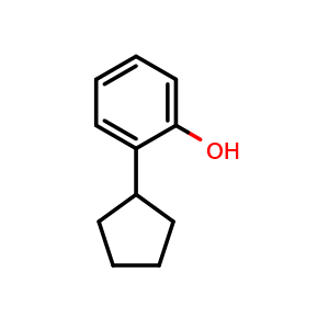 Chemical structure of 2-cyclopentylphenol , CAS 1518-84-9, AChemBlock T101060