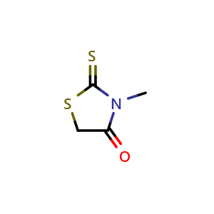 Chemical structure of 3-methyl-2-sulfanylidene-1,3-thiazolidin-4-one , CAS 4807-55-0, AChemBlock T101069
