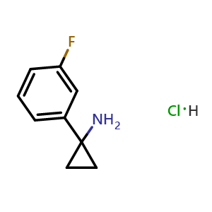 Chemical structure of 1-(3-Fluorophenyl)cyclopropanamine hydrochloride , CAS 692737-66-9, AChemBlock T101095