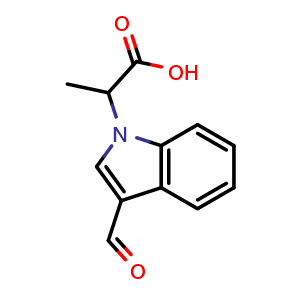 Chemical structure of 2-(3-Formyl-1H-indol-1-yl)propanoic acid , CAS 166747-91-7, AChemBlock T101165