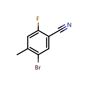 Chemical structure of 5-Bromo-2-fluoro-4-methylbenzonitrile , CAS 1269493-45-9, AChemBlock T101176