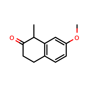 Chemical structure of 7-methoxy-1-methyl-tetralin-2-one , CAS 1204-23-5, AChemBlock T101179