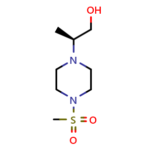 Chemical structure of (2S)-2-(4-methylsulfonylpiperazin-1-yl)propan-1-ol , CAS 2381259-96-5, AChemBlock T101197