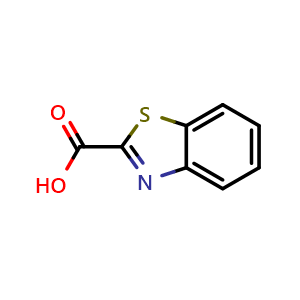 Chemical structure of 1,3-benzothiazole-2-carboxylic acid , CAS 3622-04-6, AChemBlock T101206