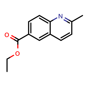 Chemical structure of ethyl 2-methylquinoline-6-carboxylate , CAS 855763-77-8, AChemBlock T101207