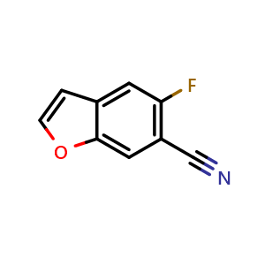 Chemical structure of 5-fluorobenzofuran-6-carbonitrile , CAS 1427324-78-4, AChemBlock T101213