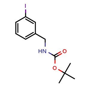 Chemical structure of tert-Butyl 3-iodobenzylcarbamate , CAS 263351-43-5, AChemBlock T101239