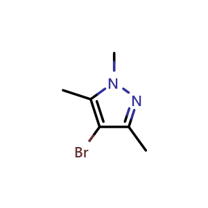 Chemical structure of 4-bromo-1,3,5-trimethyl-1H-pyrazole , CAS 15801-69-1, AChemBlock T101254