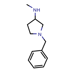 Chemical structure of 1-benzyl-N-methylpyrrolidin-3-amine , CAS 96568-35-3, AChemBlock T101255