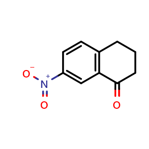 Chemical structure of 7-nitro-1,2,3,4-tetrahydronaphthalen-1-one , CAS 40353-34-2, AChemBlock T101257