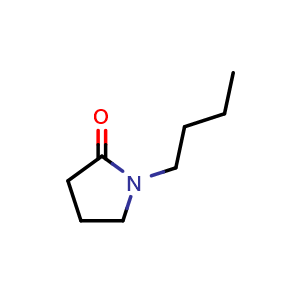 Chemical structure of 1-butylpyrrolidin-2-one , CAS 3470-98-2, AChemBlock T101259