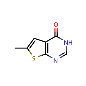 Chemical structure of 6-methyl-3H,4H-thieno[2,3-d]pyrimidin-4-one , CAS 108831-66-9, AChemBlock T101269