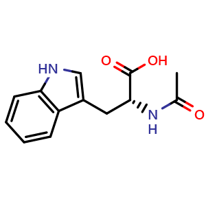 Chemical structure of (2R)-2-acetamido-3-(1H-indol-3-yl)propanoic acid , CAS 2280-01-5, AChemBlock T101271