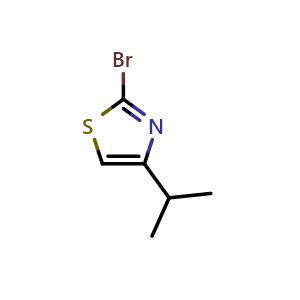 Chemical structure of 2-bromo-4-isopropylthiazole , CAS 1026598-63-9, AChemBlock T101300