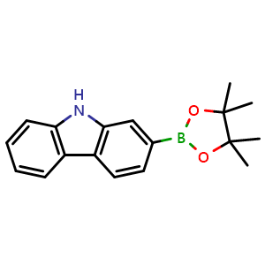 Chemical structure of 2-(4,4,5,5-tetramethyl-1,3,2-dioxaborolan-2-yl)-9H-carbazole , CAS 871125-67-6, AChemBlock T101307