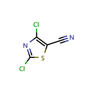 Chemical structure of 2,4-Dichloro-5-cyanothiazole , CAS 82554-18-5, AChemBlock T101312