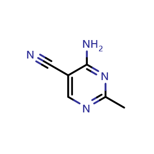 Chemical structure of 4-amino-2-methylpyrimidine-5-carbonitrile , CAS 698-29-3, AChemBlock T101320