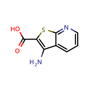 Chemical structure of 3-Aminothieno[2,3-b]pyridine-2-carboxylic acid , CAS 58327-75-6, AChemBlock T101334