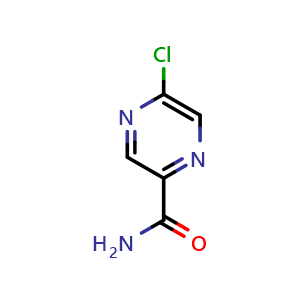 Chemical structure of 5-Chloropyrazine-2-carboxamide , CAS 21279-64-1, AChemBlock T101369