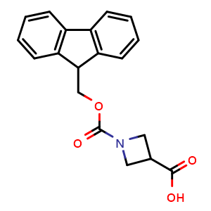 Chemical structure of 1-{[(9H-fluoren-9-yl)methoxy]carbonyl}azetidine-3-carboxylic acid , CAS 193693-64-0, AChemBlock T101371