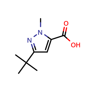 Chemical structure of 3-tert-butyl-1-methyl-1H-pyrazole-5-carboxylic acid , CAS 175277-11-9, AChemBlock T101374