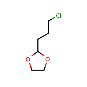 Chemical structure of 2-(3-Chloropropyl)-1,3-dioxolane , CAS 16686-11-6, AChemBlock T101376