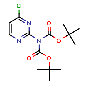 Chemical structure of tert-butyl N-[(tert-butoxy)carbonyl]-N-(4-chloropyrimidin-2-yl)carbamate , CAS 1464788-84-8, AChemBlock T101382